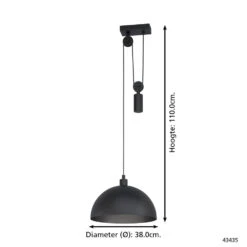EGLO Winkworth - Hanglamp - E27 - Ø 38 cm - Zwart -Leen Bakker 1000070896 0103