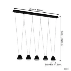 EGLO Palbieta Hanglamp - GU10 - 116 cm - Zwart -Leen Bakker 1000070897 0103