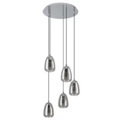 EGLO Alobrase Hanglamp - 5 lichts - Ø54 cm - E27 - Chroom
