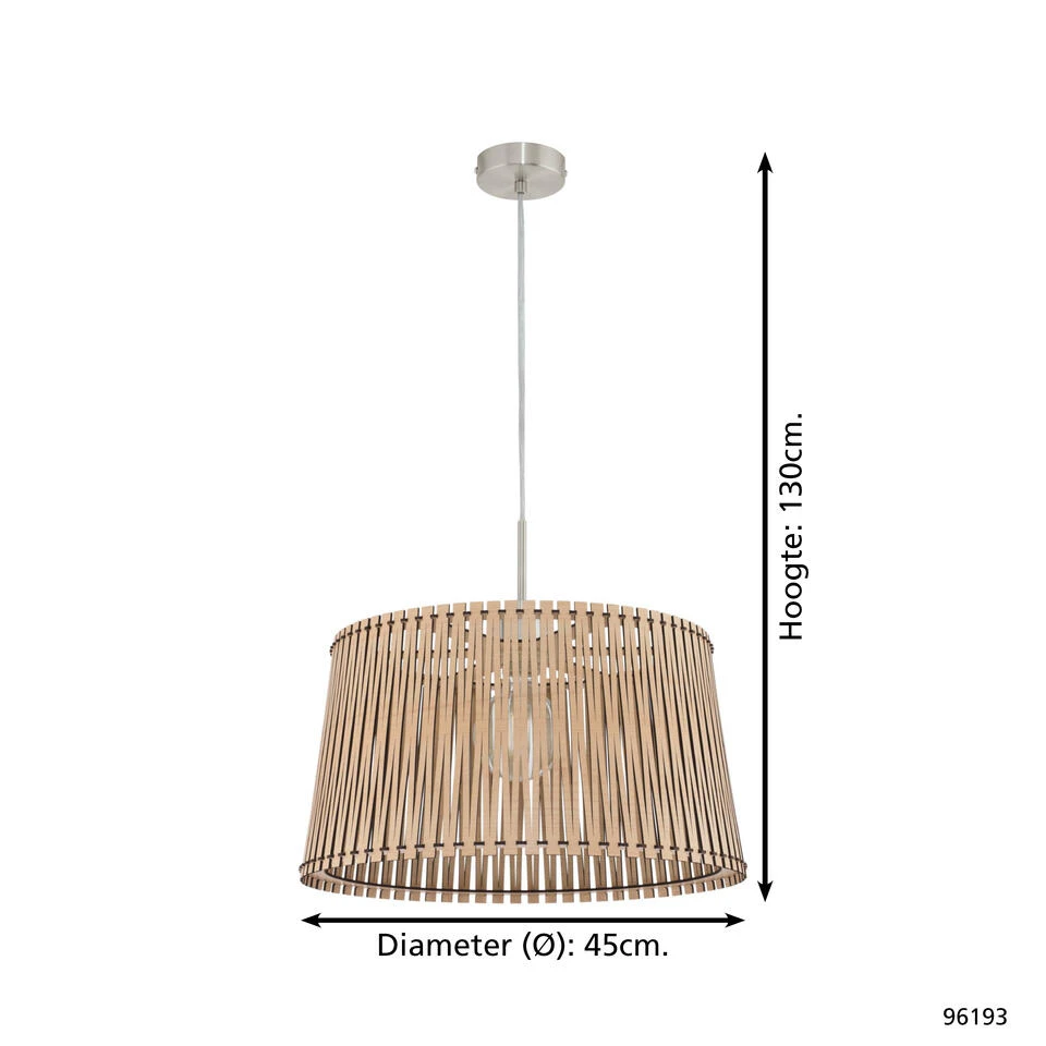 EGLO Sendero - Hanglamp - 1 Lichts - Ø450mm. - Nikkel-Mat - Ahorn 4 EGLO Sendero - Hanglamp - 1 Lichts - Ø450mm. - Nikkel-Mat - Ahorn - Afbeelding 4