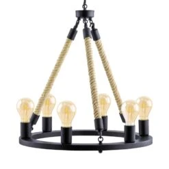 EGLO Vintage Findlay - Hanglamp - 6 Lichts - Zwart 6 EGLO Vintage Findlay - Hanglamp - 6 Lichts - Zwart -Leen Bakker 1000070916 0102