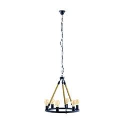 EGLO Vintage Findlay - Hanglamp - 6 Lichts - Zwart