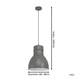 EGLO Ebury Hanglamp - E27 - Ø 38 cm - Grijs/Wit -Leen Bakker 1000070917 0103