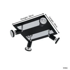 EGLO Sarria - Spot - 4 Lichts - Zwart, Chroom -Leen Bakker 1000070975 0103