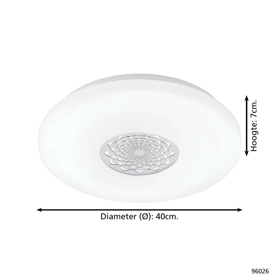 EGLO Capasso 1 - Wand/Plafondlamp - 1 Lichts - Ø340mm. - Wit, Chroom 4 EGLO Capasso 1 - Wand/Plafondlamp - 1 Lichts - Ø340mm. - Wit, Chroom - Afbeelding 4