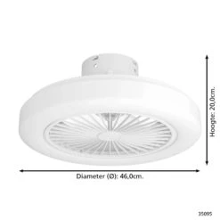 EGLO Ortona - Plafondventilator Met Lamp - ø46cm - Wit - LED Dimbaar -Leen Bakker 1000072277 0103