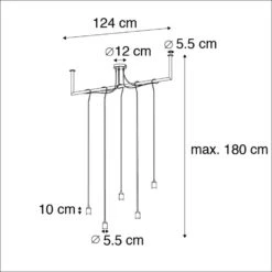 QAZQA IndustriÃ«le Hanglamp Zwart Met Beton 5-lichts - Cavoba -Leen Bakker 1000072673 0102