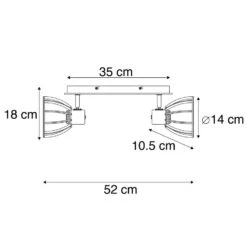 QAZQA IndustriÃ«le Plafondlamp Zwart 2-lichts - Fotu -Leen Bakker 1000072680 0102
