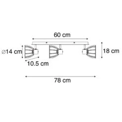 QAZQA IndustriÃ«le Plafondlamp Zwart 3-lichts - Fotu -Leen Bakker 1000072683 0102