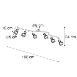 QAZQA Moderne Plafondlamp Zwart 162 Cm 6-lichts - Botu -Leen Bakker 1000072695 0102