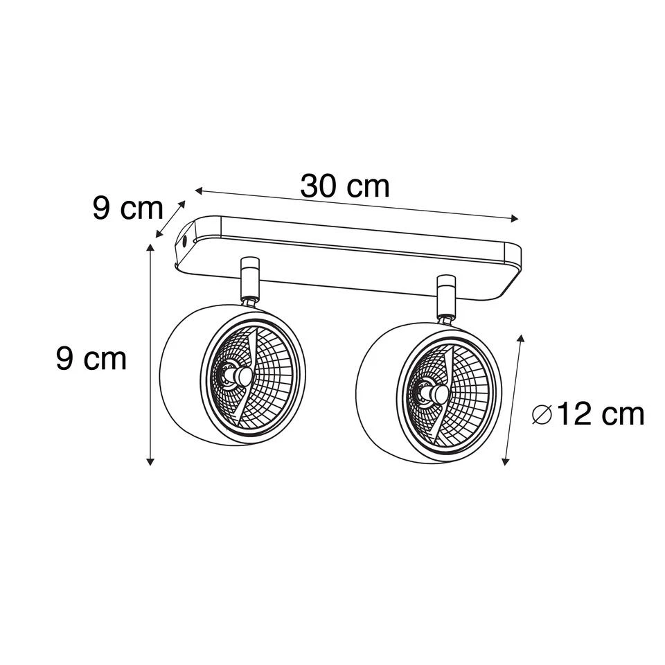 QAZQA Design Spot Zwart Langwerpig Verstelbaar 2-lichts - Go Nine 3 QAZQA Design Spot Zwart Langwerpig Verstelbaar 2-lichts - Go Nine - Afbeelding 3