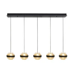 Highlight Hanglamp Dynasty - 5 Lichts - 105 X150 Cm - Amber Zwart