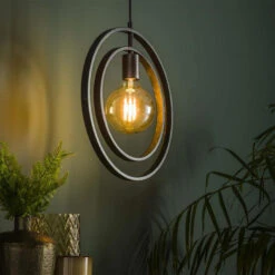 Hanglamp Industrieel Otan 1-lichts Open Zwart - 30x40x150 Cm - Metaal - Zwart -Leen Bakker 1000073897 0104