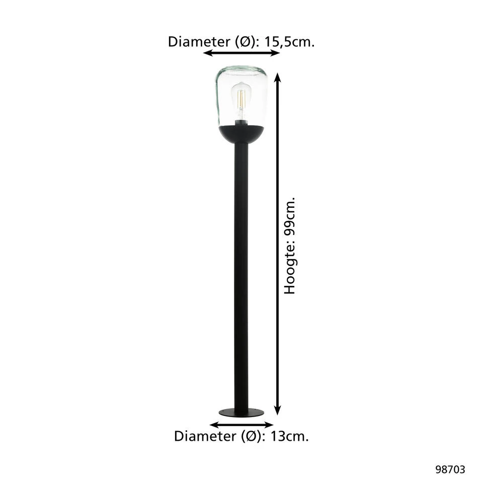 EGLO Donatori Staande Lamp Buiten - E27 - 99 Cm - Zwart 3 EGLO Donatori Staande Lamp Buiten - E27 - 99 Cm - Zwart - Afbeelding 3