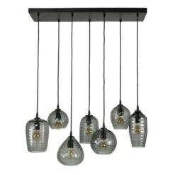 Industriële Hanglamp Gaby 7-lichts Glas - 30x90x150 Cm - Glas - Grijs