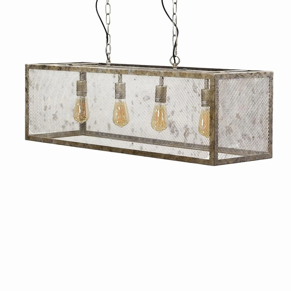 Industriële Hanglamp Brighton 4L - 30x100x150 Cm - Metaal - Zilverkleurig 1 Industriële Hanglamp Brighton 4L - 30x100x150 Cm - Metaal - Zilverkleurig