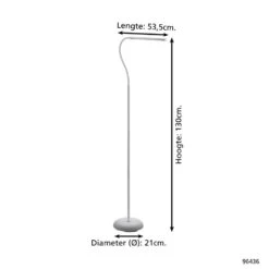 EGLO Laroa Vloerlamp - LED - 130 Cm - Wit - Dimbaar -Leen Bakker 1000076728 0103