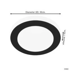 EGLO Led Carpi Wandlamp/Plafondlamp - LED - Ø 30 Cm - Zwart/Wit -Leen Bakker 1000076761 0103