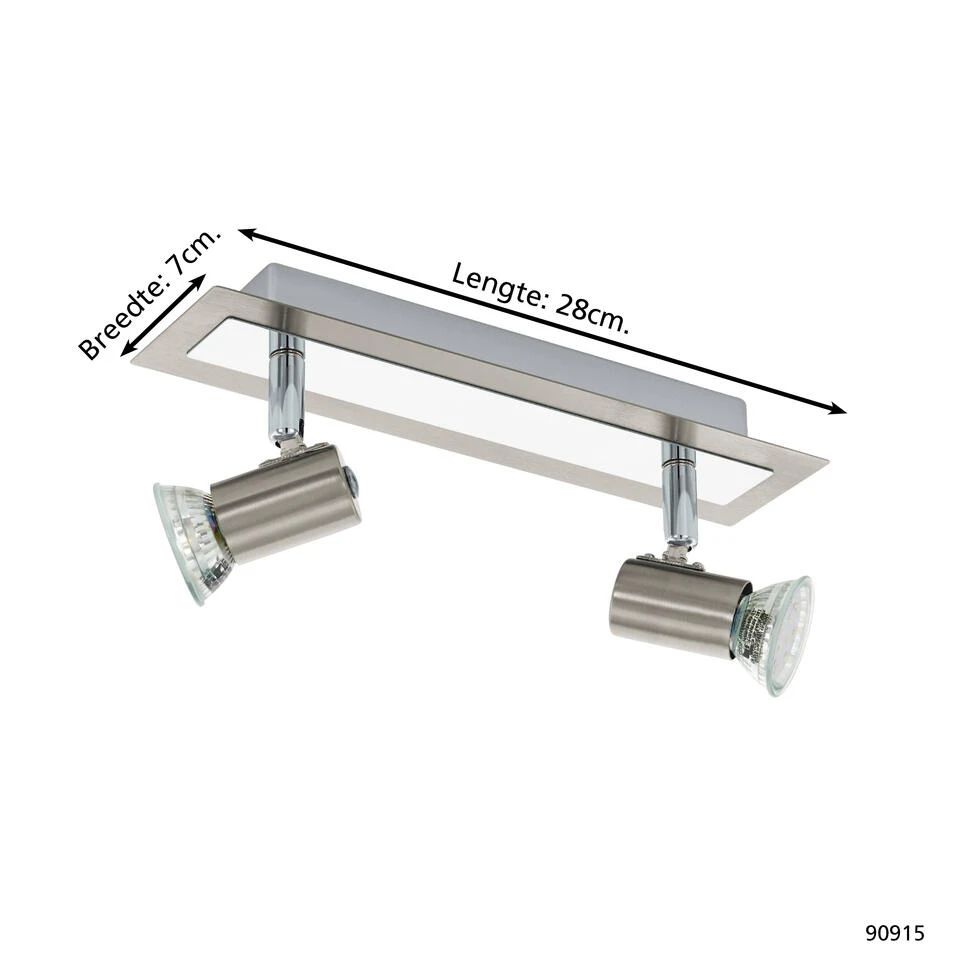 EGLO Rottelo - Plafondspots - 2 Lichts - Nikkel-Mat, Chroom 4 EGLO Rottelo - Plafondspots - 2 Lichts - Nikkel-Mat, Chroom - Afbeelding 4
