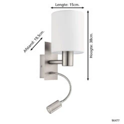 EGLO Pasteri Wandlamp - E27;LED - 38 Cm - Grijs/Wit -Leen Bakker 1000076836 0103