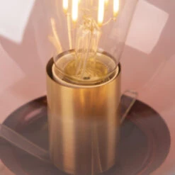 QAZQA Art Deco Tafellamp Messing Met Roze Glas - Pallon 7 QAZQA Art Deco Tafellamp Messing Met Roze Glas - Pallon -Leen Bakker 1000077123 0103