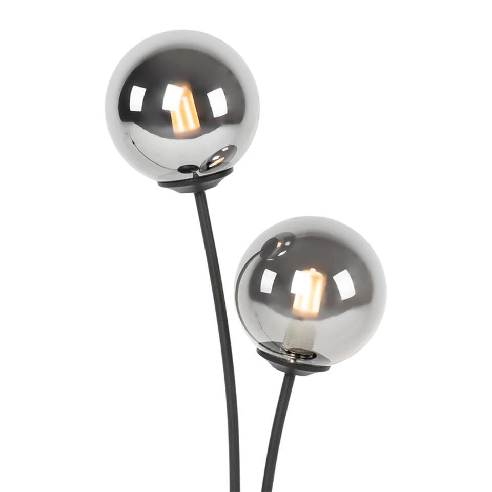 QAZQA Moderne Tafellamp Zwart 2-lichts Met Smoke Glas - Athens 2 QAZQA Moderne Tafellamp Zwart 2-lichts Met Smoke Glas - Athens - Afbeelding 2