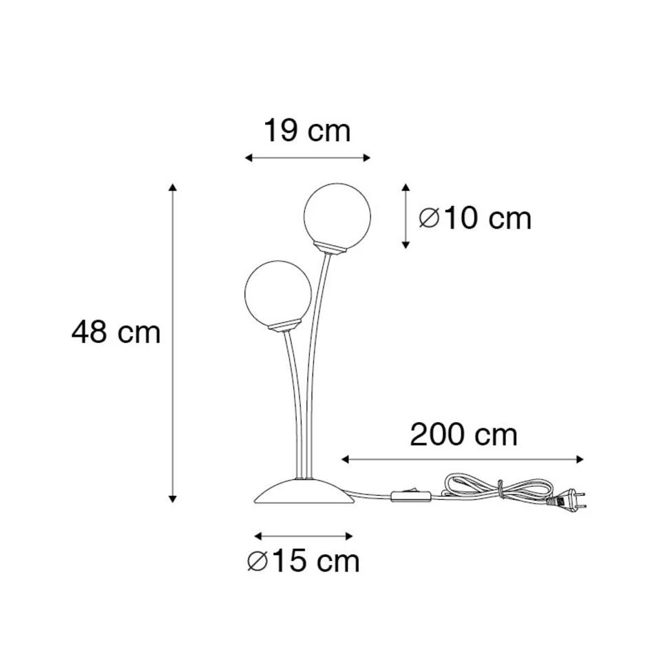QAZQA Moderne Tafellamp Zwart 2-lichts Met Smoke Glas - Athens 3 QAZQA Moderne Tafellamp Zwart 2-lichts Met Smoke Glas - Athens - Afbeelding 3
