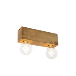 QAZQA Landelijke Plafondspot Vintage Hout 2-lichts - Bloc