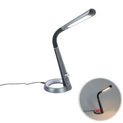 QAZQA Bureaulamp Zwart Incl. LED RGBW En USB-aansluiting - Manuel