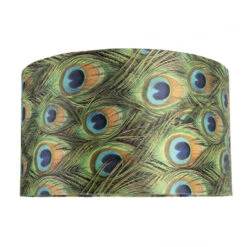 QAZQA Velours Lampenkap Pauw Dessin 35/35/20 Met Gouden Binnenkant -Leen Bakker 1000078796 0103
