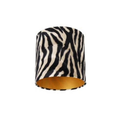 QAZQA Velours Lampenkap Zebra Dessin 25/25/25 Gouden Binnenkant