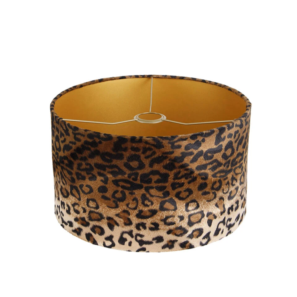 QAZQA Velours Lampenkap Luipaard Dessin 35/35/20 Gouden Binnenkant 2 QAZQA Velours Lampenkap Luipaard Dessin 35/35/20 Gouden Binnenkant - Afbeelding 2