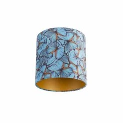 QAZQA Velours Lampenkap Vlinder Dessin 25/25/25 Gouden Binnenkant