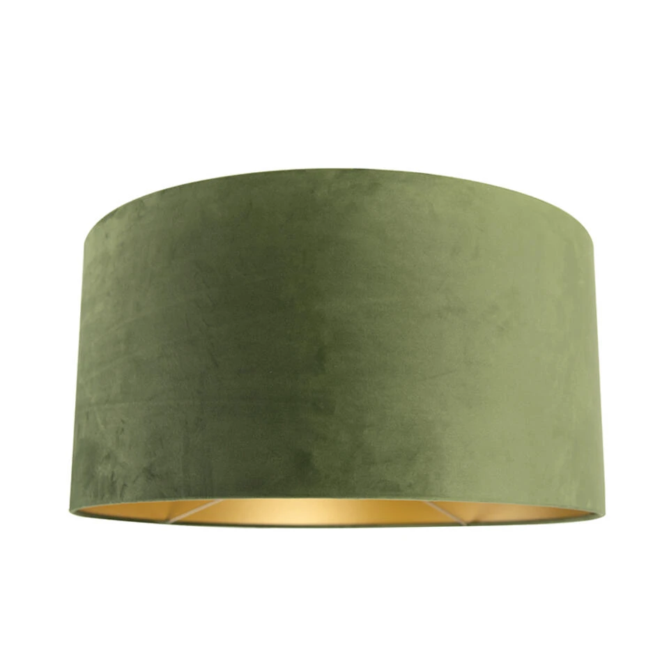 QAZQA Velours Lampenkap Groen 50/50/25 Met Gouden Binnenkant 4 QAZQA Velours Lampenkap Groen 50/50/25 Met Gouden Binnenkant - Afbeelding 4