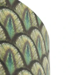 QAZQA Velours Lampenkap Pauw Dessin 40/40/40 Gouden Binnenkant -Leen Bakker 1000078835 0103