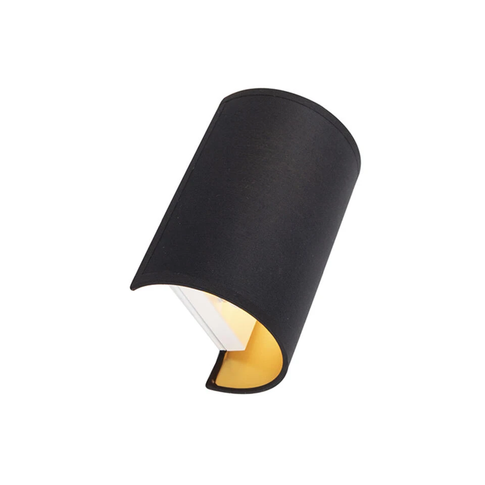 QAZQA Moderne Wandlamp Zwart En Goud - Simple Drum 4 QAZQA Moderne Wandlamp Zwart En Goud - Simple Drum - Afbeelding 4