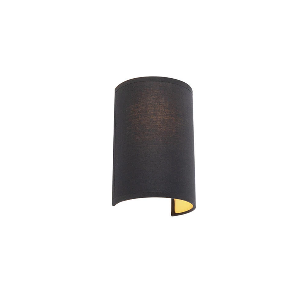 QAZQA Moderne Wandlamp Zwart En Goud - Simple Drum 1 QAZQA Moderne Wandlamp Zwart En Goud - Simple Drum