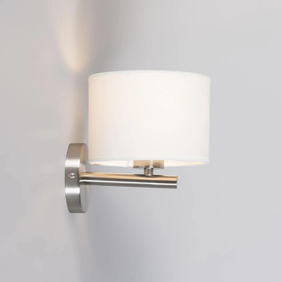 QAZQA Moderne Wandlamp Wit Rond - VT 1 2 QAZQA Moderne Wandlamp Wit Rond - VT 1 - Afbeelding 2