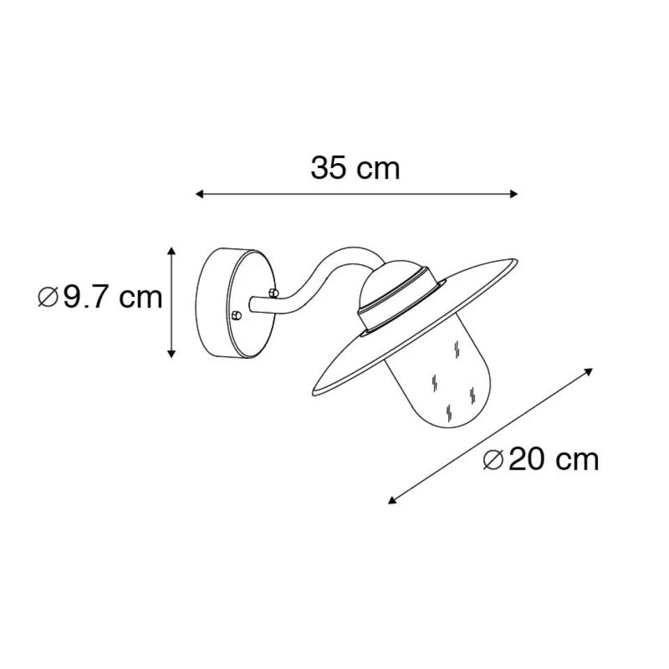 QAZQA Buitenwandlamp Zink IP44 - Munich 3 QAZQA Buitenwandlamp Zink IP44 - Munich - Afbeelding 3