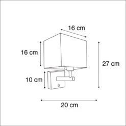 QAZQA Wandlamp Zwart Met USB En Vierkante Zwarte Kap - Combi 1 -Leen Bakker 1000078893 0102
