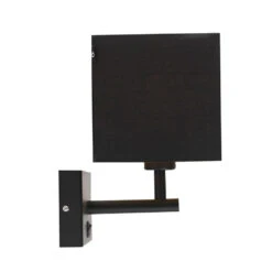 QAZQA Wandlamp Zwart Met USB En Vierkante Zwarte Kap - Combi 1 -Leen Bakker 1000078893 0103
