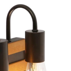 QAZQA Industriële Wandlamp Zwart Met Hout 2-lichts - Paleta Mai -Leen Bakker 1000078901 0103