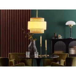 Beliani Hanglamp YUMURI - Roze Polyester, Katoen, Rotan -Leen Bakker 1000079996 0103