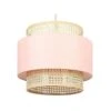 Beliani Hanglamp YUMURI - Roze Polyester, Katoen, Rotan