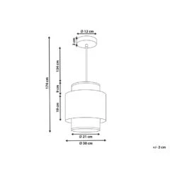 Beliani Hanglamp BOERI - Natuurlijk Polyester, Katoen, Rotan 6 Beliani Hanglamp BOERI - Natuurlijk Polyester, Katoen, Rotan -Leen Bakker 1000079997 0102