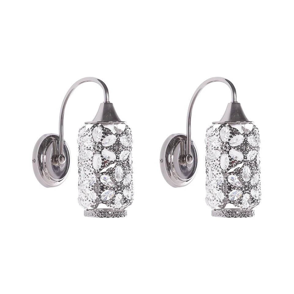 Beliani Muurlamp SYSOLA - Zilver Metaal 1 Beliani Muurlamp SYSOLA - Zilver Metaal