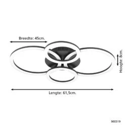 EGLO connect.z Parrapos-Z Smart Plafondlamp - 61,5 cm - Zwart/Wit -Leen Bakker 1000080284 0103