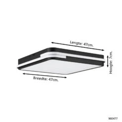 EGLO connect.z Genovese-Z Smart Plafondlamp - 47 cm - Zwart/Wit - RGB -Leen Bakker 1000080291 0103