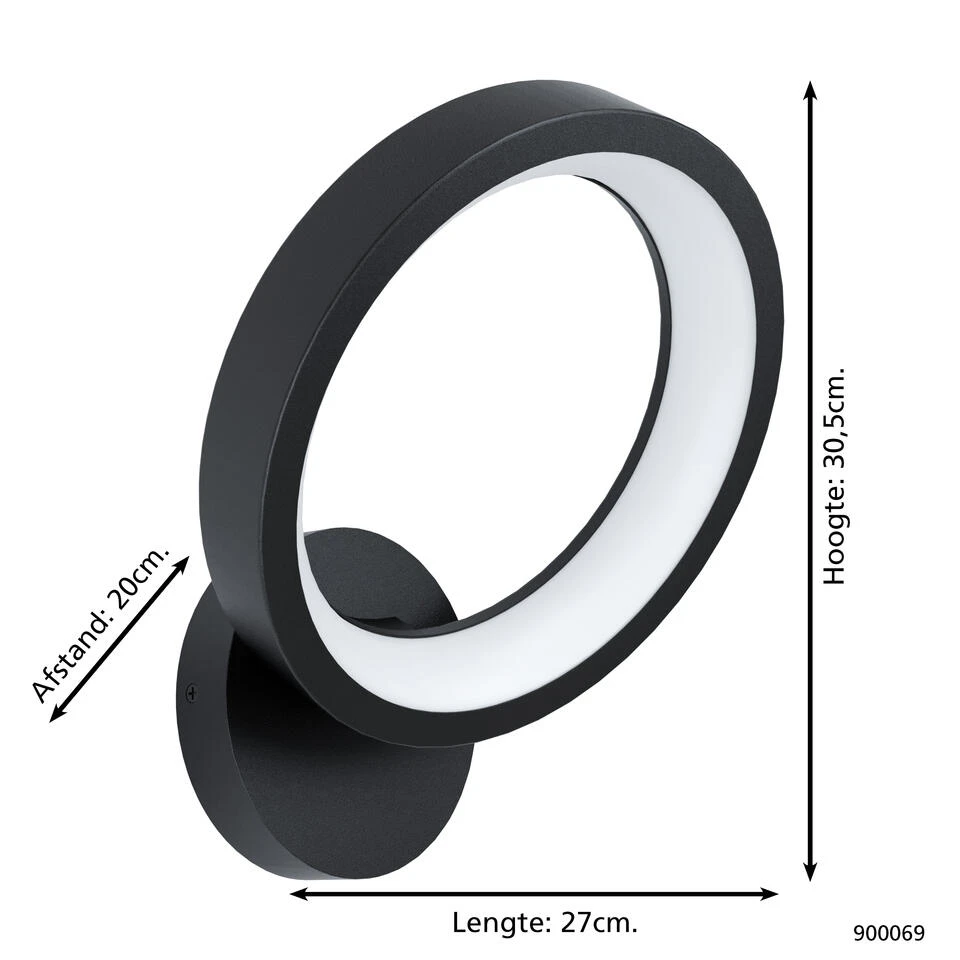 EGLO connect.z Marghera-Z Smart Wandlamp - 30,5 cm - Zwart - RGB 4 EGLO connect.z Marghera-Z Smart Wandlamp - 30,5 cm - Zwart - RGB - Afbeelding 4