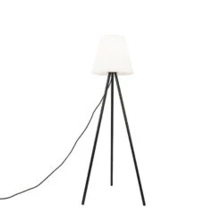 QAZQA Moderne Buitenlamp Zwart Met Witte Kap IP65 - Virginia